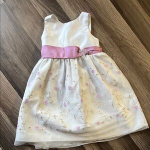 Elegant White and Pink Kids Dress